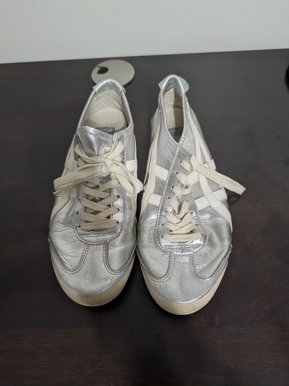 Onitsuka Tiger by Asics Metallic Silver and White Low-Top Sneakers